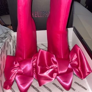 Pink Satin Bow Booties